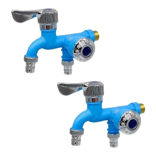 Cvoepobey 2 STK 2-Wege-Wasserhahn-Verteiler, Gartenschlauch-Verteiler, Wasserhahn-Verteiler, Doppelhahn für Den Außenbereich, Blau Cvoepobey 2 STK 2-Wege-Wasserhahn-Verteiler, Gartenschlauch-Verteiler, Wasserhahn-Verteiler, Doppelhahn für Den Außenbereich, Blau von Cvoepobey