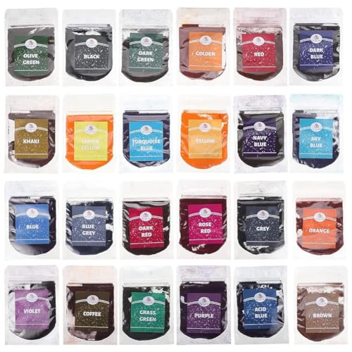 Cvoepobey 24 Beutel mit 24 Farben, Permanentes Tie-Dye-Pigment, Pulver, Pigmentfarbstoff für die Herstellung Von Farben, Farbstoffen, Seifen, Nagellack, Epoxidharz, Kerzenherstellung von Cvoepobey