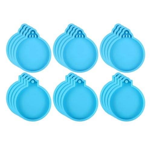 Cvoepobey 24 StüCk Harzformen, 2 Stile, Runde Silikon-Epoxidharzformen, GießFormen mit Seil, Weihnachtsornamentform (Blau) von Cvoepobey