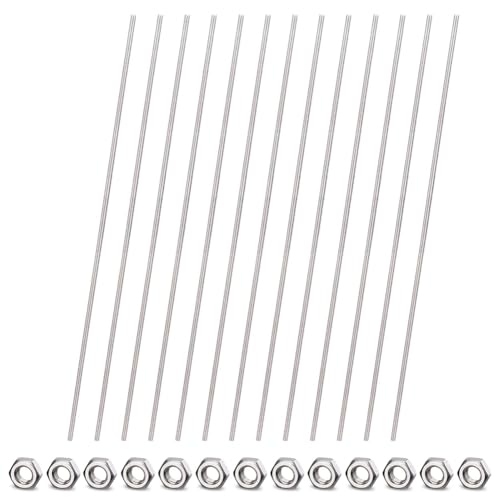 Cvoepobey 26 Stück 8/32-Gewindestangen und Sechskantmuttern, 12-Edelstahl, Vollständig mit Gewinde Versehen, für Gartenpfahlstangen mit Perlen Cvoepobey 26 Stück 8/32-Gewindestangen und Sechskantmuttern, 12-Edelstahl, Vollständig mit Gewinde Versehen, für Gartenpfahlstangen mit Perlen von Cvoepobey
