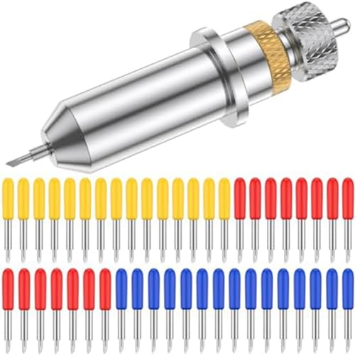 Cvoepobey 46-Teiliges Vinyl-Schneidemesser, 30°, 45°, 60°, Plotter-Schneidmesser mit Halterung, Basis, Härte, Beschriftungsmesser-Zubehör-Set von Cvoepobey