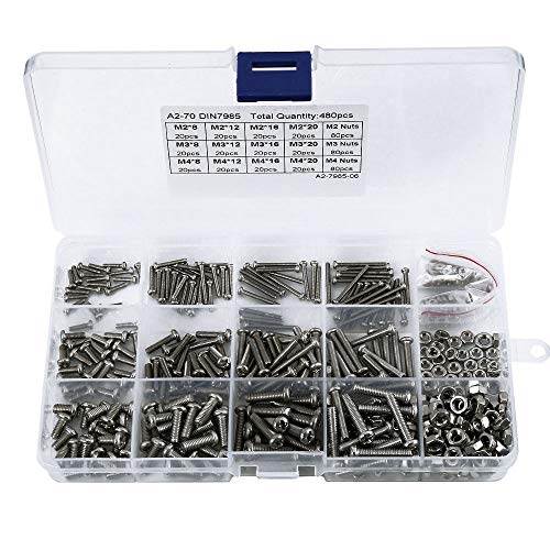 Cvoepobey 480 Teile/Satz M2 M2,5 M3 Din7985 Gb818 Stahl Kreuz Schlitz Schrauben Kreuz Schlitz Schrauben Sortiment Kit Hw028 von Cvoepobey