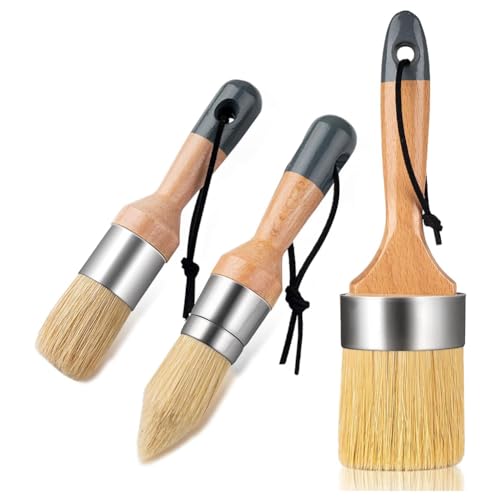 Cvoepobey 4er-Set Kreide- und Wachspinsel, Pinsel und Kleiner Pinsel für Kreidefarbe, Möbelfarbe, Acrylfarbe von Cvoepobey