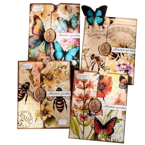 Cvoepobey 80 Blatt Scrapbook-Papier im Vintage-Stil mit Schmetterlingen, Honigbienen, Blumen und Garten - Ästhetisches Junk Journal-Dekorpapier Cvoepobey 80 Blatt Scrapbook-Papier im Vintage-Stil mit Schmetterlingen, Honigbienen, Blumen und Garten - Ästhetisches Junk Journal-Dekorpapier von Cvoepobey