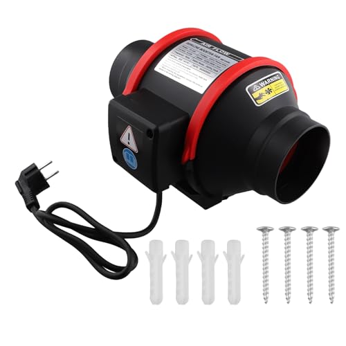 Cvoepobey Abluftventilator, 100 Mm, Drehzahlregelung, Mischstrom-Inline-Ventilator, Hochgeschwindigkeits-Abluftventilator für Entlüftungsöffnungen, HVAC-Systemteile, EU-Stecker von Cvoepobey