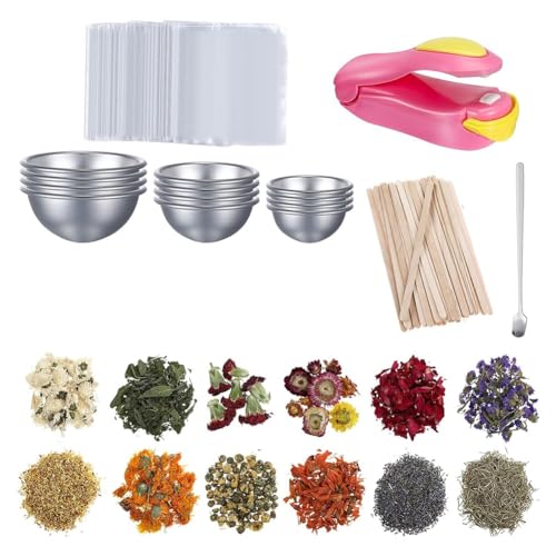 Cvoepobey Badform- und Trockenblumen-Set, DIY-Set Enthält 12 Stück Badeform, 12 Beutel Trockenblumen von Cvoepobey