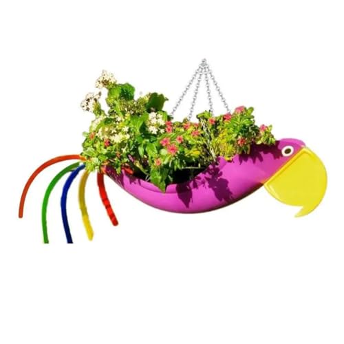 Cvoepobey Blumentopf Aus Metall, Exquisite Form Eines Fliegenden, Bunter Papagei-Blumentopf, Hängender Pflanztopf, Dekorativer Blumentopf für Den Garten, S, A von Cvoepobey