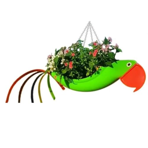 Cvoepobey Blumentopf Aus Metall, Exquisite Form Eines Fliegenden, Bunter Papagei-Blumentopf, Hängender Pflanztopf, Dekorativer Blumentopf für Den Garten, S, B von Cvoepobey
