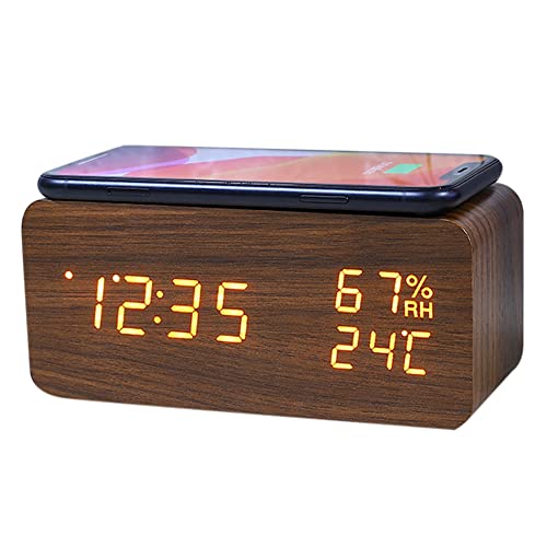 Cvoepobey Digitaler Uhr, Temperatur- und Luft Feuchtigkeit Uhr, LED Elektronik Uhr, Smartphone, Kabelloses LadegeräT () von Cvoepobey