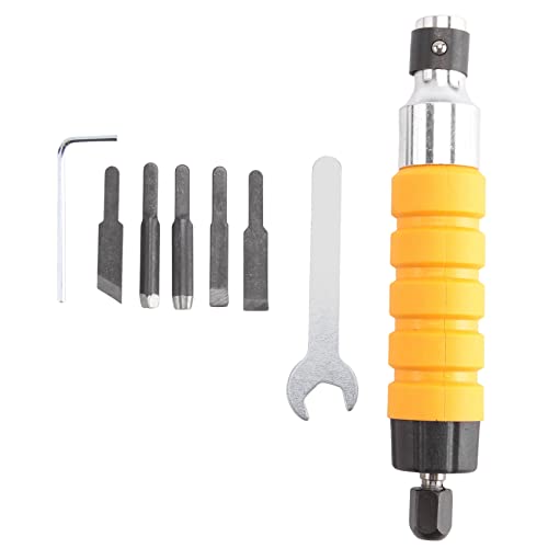 Cvoepobey Elektrischer Meißel Kohlenstoffstahl Elektromeißel Schnitzwerkzeug Elektromeißel + 5 Messer + Gabelschlüssel Gravierwerkzeuge Graviermeißel Gravierstift von Cvoepobey