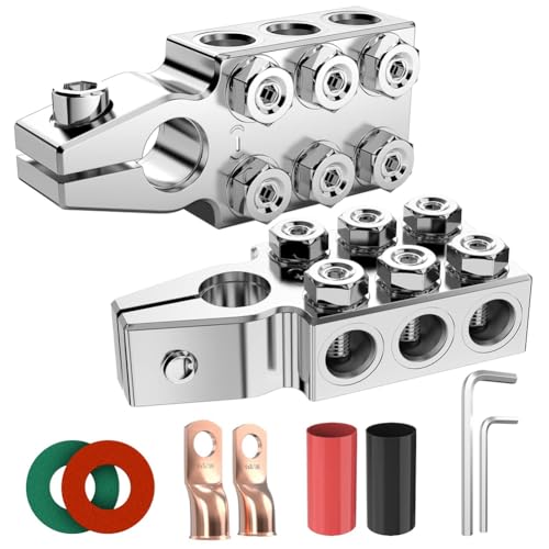 Cvoepobey Hochleistungs-Batteriepolverbinder, 12-Wege-Batteriepolklemmen, Batterieklemmen, Oberer Pol 8 AWG Bis 4/0 (XL) AWG-Stärke von Cvoepobey