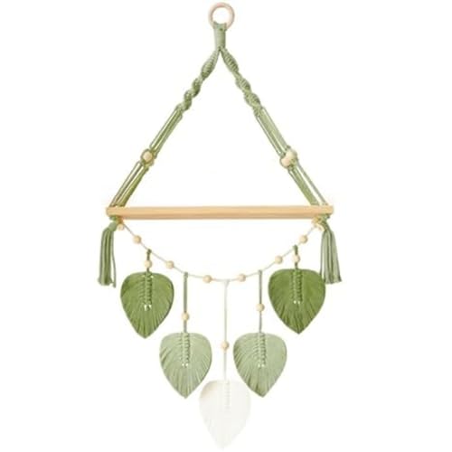 Cvoepobey Makramee-Wandregal zum Aufhängen – Boho-Wand-Pflanzenregale mit Handgefertigten Gewebten Blättern, Rustikales -Aufbewahrungsregal, Einfache Installation, Einfach zu Verwenden Cvoepobey Makramee-Wandregal zum Aufhängen – Boho-Wand-Pflanzenregale mit Handgefertigten Gewebten Blättern, Rustikales -Aufbewahrungsregal, Einfache Installation, Einfach zu Verwenden von Cvoepobey