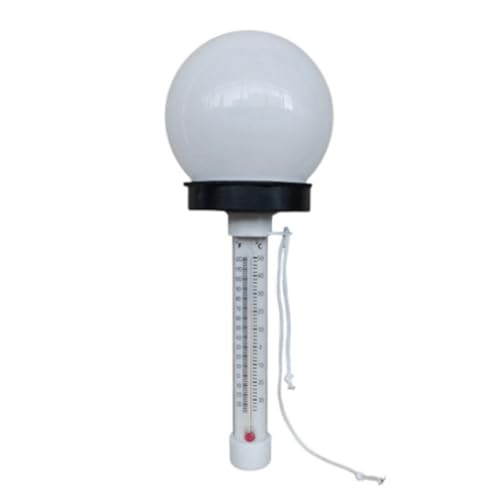 Cvoepobey Pool-Thermometer, Schwimmendes Pool-Thermometer mit Solarbetriebenem LED-Licht für Pool, Teich, Spa, Wassertherapiebad von Cvoepobey
