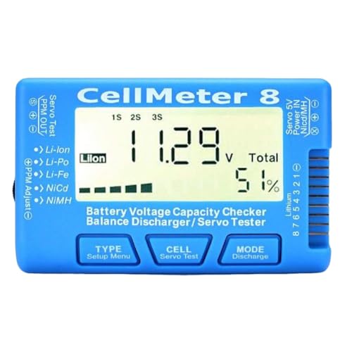 Cvoepobey RC CellMeter8 1S-8S Batteriekapazität Spannungsprüfgerät für LiPo Li- NiMH Messgerät Langlebig Einfache Installation von Cvoepobey