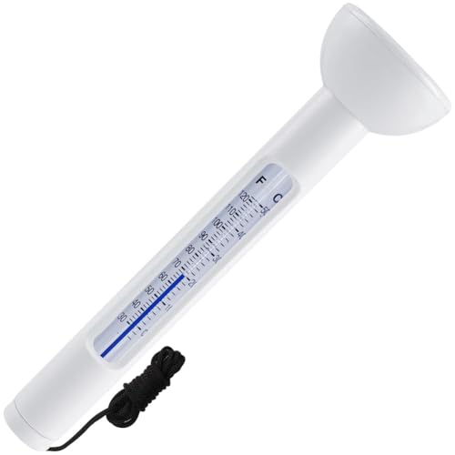 Cvoepobey Schwimmendes Poolthermometer, Leicht Ablesbar für die Wassertemperatur mit Schnur für Den Einsatz im Freien und Innenbereich in Schwimmbädern und Spas, Feine Verarbeitung von Cvoepobey