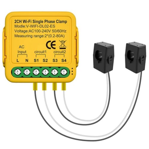 Cvoepobey Tuya Bilateraler WiFi-Energiezähler 80A mit Klemme Passend für Home (B) von Cvoepobey