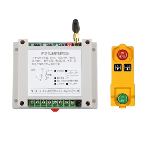 Cvoepobey Universeller AC220V-380V 2 Kanäle 433MHz Drahtloser Fernbedienungsschalter für Fabrikmotorsteuerung Verkehrstor von Cvoepobey