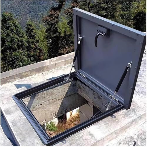 CwccLSH Dachluken Dachfensterabdeckung aus Metall, Dachlukenabdeckung, 90° drehbarer Griffverschluss, Schacht-/Kellerausgangsabdeckung(90 * 90cm) von CwccLSH
