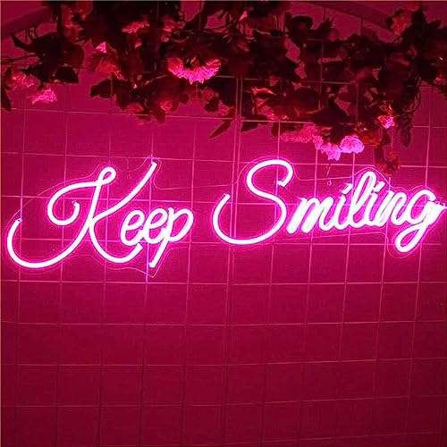 CwccLSH Leuchtschilder „Keep Smiling“ anpassbare LED-Neonschilder for Zimmerparty-Lampendekorationsbeleuchtung(55x14cm) von CwccLSH