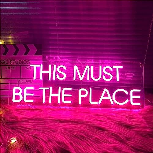 CwccLSH Leuchtschilder Anpassbares LED-Neonschild „This Must Be The Place“ for Partydekoration, 55 x 20 cm(Pink) von CwccLSH