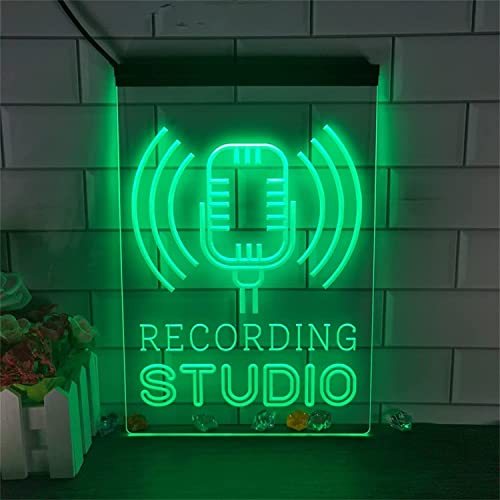 CwccLSH Leuchtschilder LED-Leuchtreklame for Aufnahmestudio-Mikrofone, USB-Dimmung von 3D-Display-Neonlichtern(Green,20x30cm) von CwccLSH