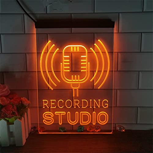 CwccLSH Leuchtschilder LED-Leuchtreklame for Aufnahmestudio-Mikrofone, USB-Dimmung von 3D-Display-Neonlichtern(Orange,30x40cm) von CwccLSH