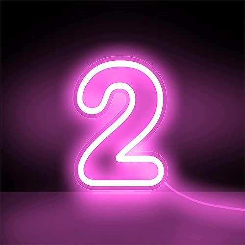 CwccLSH Leuchtschilder Pink Number Table Leuchtreklame, USB-LED-Steh-Neonlichter for Geburtstagsfeier(2) von CwccLSH