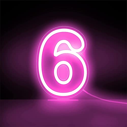 CwccLSH Leuchtschilder Pink Number Table Leuchtreklame, USB-LED-Steh-Neonlichter for Geburtstagsfeier(6) von CwccLSH
