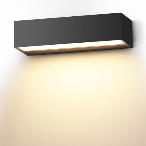 Cwycfw 12W LED Wandleuchten Innen/Außen 20Cm Moderne Wandlampen Warmweiß 3000K Schwarz Außenwandleuchten LED IP65 Wasserdichte von Cwycfw