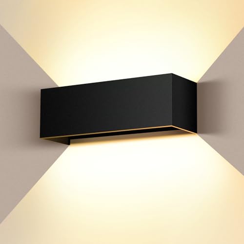 Cwycfw 36W LED WandleuchteAußen/InnenAuf und ab Einstellbarer Lichtstrahl Schwarz Wandlampen Warmweiß 3000K Außenwandleuchten LED IP65 Wasserdichte von Cwycfw