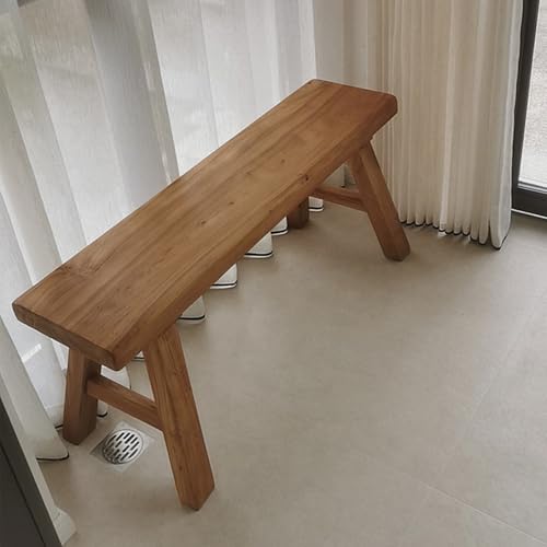 Cxllisionary Hocker Aus Massivholz Alte Ulme, Bank Mit Zapfen Und Schlitz-Verbindung, Schmaler Flur Bank, Schuhbank, Robust Für Flur, Schlafzimmer, Fußende, 100% Massivholz, Landhausstil(80cm) von Cxllisionary