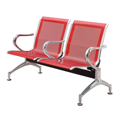 Cxlly 2-Sitzer-EmpfangsstüHle FüR FlughäFen, WartezimmerstüHle Mit Armlehnen, Metall-Empfangsbank, FüR BüRos, KrankenhäUser, Banken, FlughäFen Und Den Markt(Red) von Cxlly