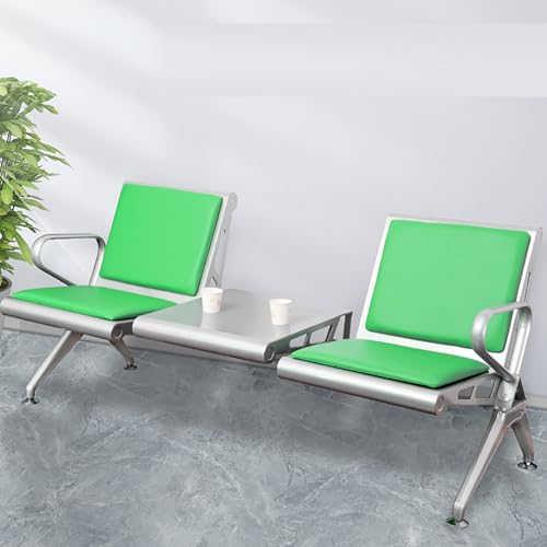 Cxlly 2-Sitzer-Wartezimmerbank mit Tisch, Stahl-Empfangsbank, Empfangsbank für Flughafen, Krankenhaus, Bankmarkt(Light Green) von Cxlly