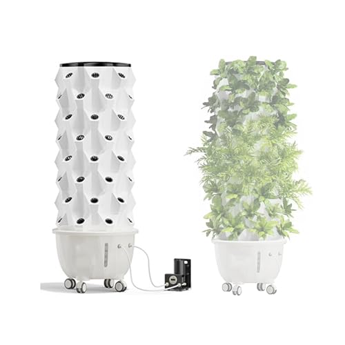 Cxlly Vertikaler Hydroponik-Zuchtturm FüR KräUter, Obst Und GemüSe Mit Beweglichem Wassertank, Befeuchtungspumpe, Timer Und Adapter(Large) von Cxlly