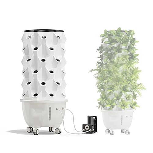 Cxlly Vertikaler Hydroponik-Zuchtturm FüR KräUter, Obst Und GemüSe Mit Beweglichem Wassertank, Befeuchtungspumpe, Timer Und Adapter(Medium) von Cxlly