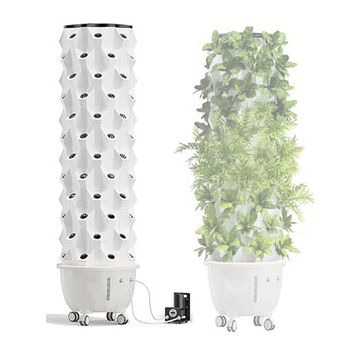 Cxlly Vertikaler Hydroponik-Zuchtturm FüR KräUter, Obst Und GemüSe Mit Beweglichem Wassertank, Befeuchtungspumpe, Timer Und Adapter(XX-Large) von Cxlly