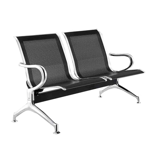 Cxlly Wartezimmerstuhl, Flughafen-Empfangsbank – 2-Sitzer, BüRo- Und Empfangsstuhl, Besucherstuhl Mit Armlehnen, Lobby-Sitzbank(Black) von Cxlly