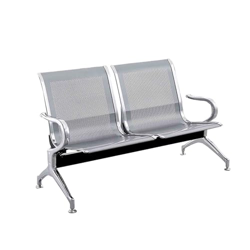 Cxlly Wartezimmerstuhl, Flughafen-Empfangsbank – 2-Sitzer, BüRo- Und Empfangsstuhl, Besucherstuhl Mit Armlehnen, Lobby-Sitzbank(Silver) von Cxlly