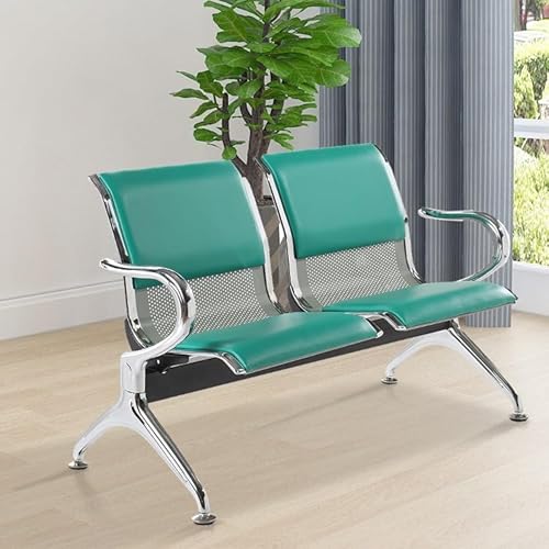 Cxlly Wartezimmerstuhl Mit Armlehnen – Flughafen-EmpfangsstüHle, 2-Sitzer, BüRo-GäStestüHle & EmpfangsstüHle FüR BüRo, Business, Bank(Silver+Green) von Cxlly