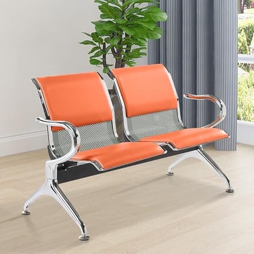 Cxlly Wartezimmerstuhl Mit Armlehnen – Flughafen-EmpfangsstüHle, 2-Sitzer, BüRo-GäStestüHle & EmpfangsstüHle FüR BüRo, Business, Bank(Silver+Orange) von Cxlly