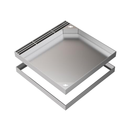 KläRgrubenabdeckung Und Rahmen, Quadratischer KläRgrubendeckel Aus Edelstahl 304 Mit Boden Und EntwäSserungslöChern, FüR Einfahrten(60x60x5x5cm/24x24x2x2") von Cxlly