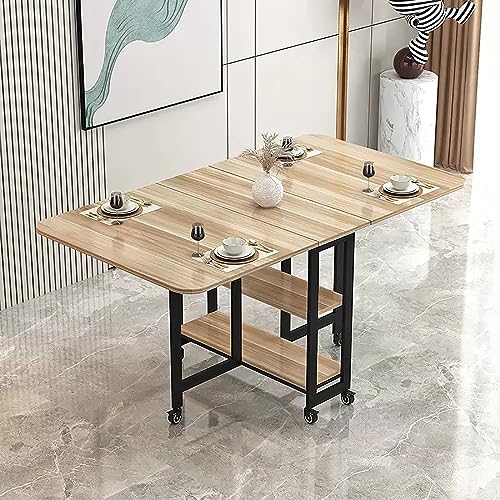 Klappbarer Esstisch, Drop-Leaf-Tisch FüR Kleine RäUme Mit Lagerregalen, Multifunktionaler, Platzsparender TischverläNgerungs-Esstisch FüR KüChe, Schlafzimmer, Esszimmer (Color : Walnut a, Size : L:1 von Cxlly