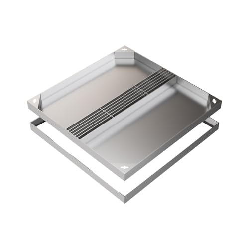 Schachtabdeckung Und Rahmen, Quadratischer Abflussdeckel Mit Sockel, Unsichtbare Abwasserwanne, Robuste Metallinspektion FüR Einfahrt Und Hof(30x30x5x10cm/12x12x2x4") von Cxlly