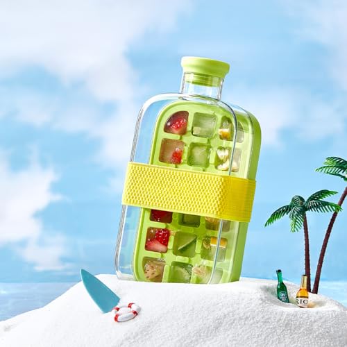 Cxqbsmy Eiswürfelformn mit Deckel und Strohhalme Mini Eiswürfelformen Silikon Behälter, Einfach Herauszunehmen Stapelbar Eiswürfelschalen, für Sommergetränke, Kinder DIY, Obst und Outdoor-Abenteuer von Cxqbsmy