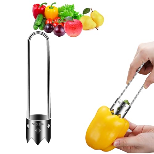 Cxqbsmy Kernschalenentferner, Apfelentkerner Küchenhelfer Praktischer, 304 Edelstahl, Tomatenstrunkentferner, Apfelkernausstecher, Pfeffersamen Entkerner, für Obst und Gemüse von Cxqbsmy
