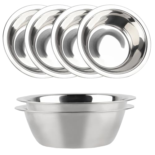6 Stück Dick Edelstahl Hundenapf Food Grade Safe Haustier Katze & Hunde Futternäpfe und Wassernäpfe leicht zu reinigen (Breitrand 16.5cm/6.5in) von Cxryrzhe