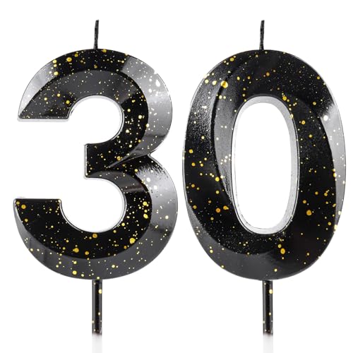 Kerzen zum 30. Geburtstag, 3D, Schwarz / Gold, Geburtstagskerze, Premium-Wachs und 3D-Diamant-Design, Kuchendekoration, Dekoration für Geburtstagsparty, Hochzeitstag, Feier, Zubehör Kerzen zum 30. Geburtstag, 3D, Schwarz / Gold, Geburtstagskerze, Premium-Wachs und 3D-Diamant-Design, Kuchendekoration, Dekoration für Geburtstagsparty, Hochzeitstag, Feier, Zubehör von Cxryrzhe