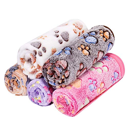 Cxssxling 5 Stück Haustierdecke Flauschige Super Softe Plüsch Katzendecke Waschbar Warme Sofakissen Weiche Matte Bettdecke für Haustier Hund und Katze von Cxssxling