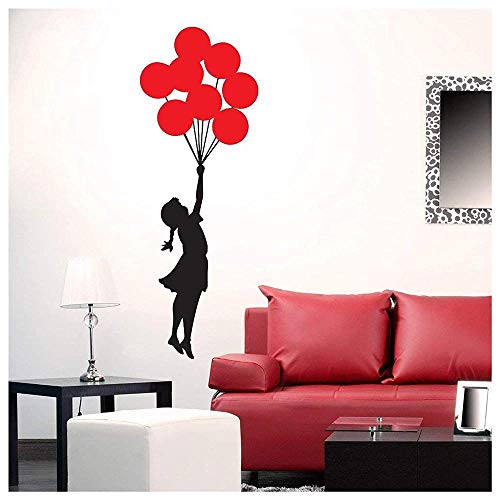 Banksy Mädchen mit Roten Ballon Wandaufkleber Dekoration Kunst Wandtattoo Wohnzimmer Schlafzimmer Wanddekoration Wandbild Abnehmbare Vinyl Aufkleber 46 * 120 cm von Cxtijkerw