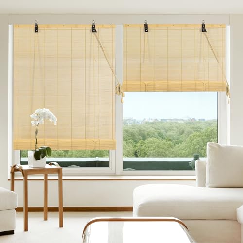 Cy.curtain bright Bambus-Rollo für den Innenbereich, Jalousien aus Holz, Sonnenschutz und Privatsphäre, für Fenster und Tür, 60 x 180 cm von Cy.curtain bright